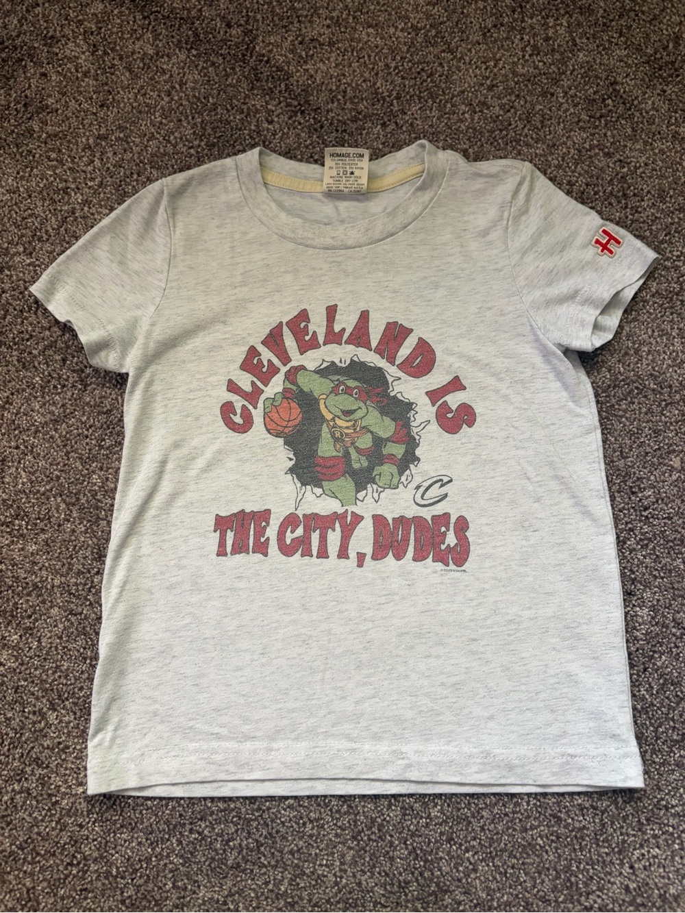 HOMAGE kids Light Gray Cleveland x TMNT tee